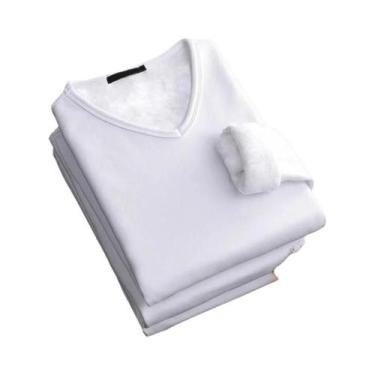 Imagem de Camiseta Térmica Masculina De Inverno Com Manga Longa Em Veludo, Gola 