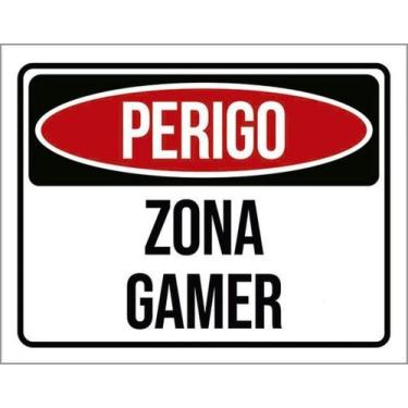 Imagem de Kit 3 Placas Perigo Zona Gamer 27X35 - Sinalizo