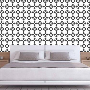 Imagem de Papel Parede Quadrados E Triângulos Preto Geométrico Adesivo