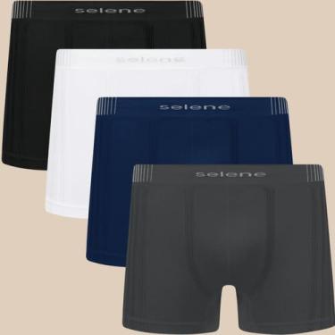 Imagem de Kit 4 Cuecas Boxer Selene Masculina Anatômica e Respirável, Multicor, 