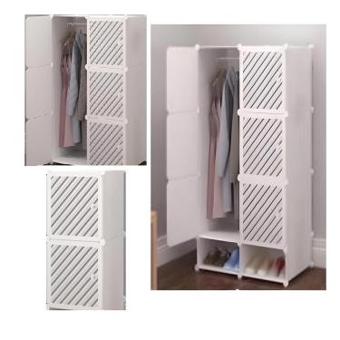Imagem de Cabideiro Organizador 6 Portas Armario Modular Arara Sapateira Estante Vintage Guarda Roupa Branca