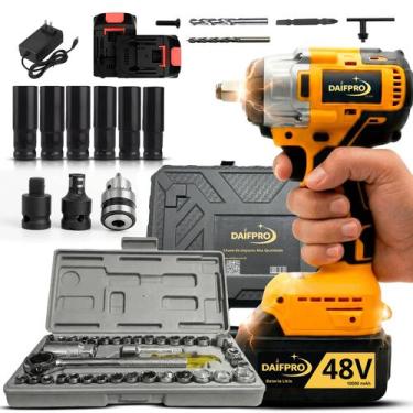 Imagem de Kit Furadeira Impacto 48v Df-400 2 Baterias Jogo Chave 40pç - DAIFPRO