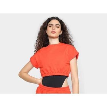 Imagem de Top Cropped Moletom Vista Magalu Elástico Barra Sport Vintage-Feminino