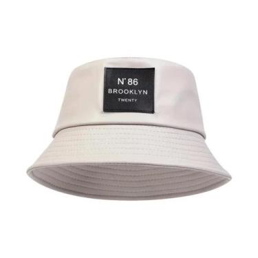 Imagem de Chapéu Bucket Unissex De Couro PU Brooklyn Panama Para Viagem Ao Ar Li