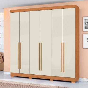 Imagem de Guarda Roupa Roupeiro 230 6 Portas 2 Gavetas Cinamomo Off White Aramóveis