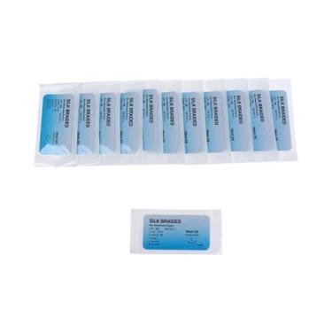 Imagem de Kit De Fio De Sutura De Monofilamento De Nylon Com 12 Agulhas Médicas 