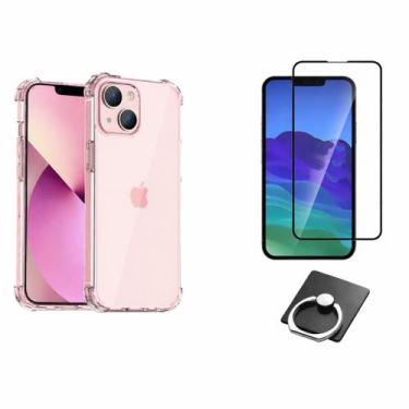 Imagem de CapaTransparente + Película 3D Vidro + Anel Suporte para Iphone 14 Plu