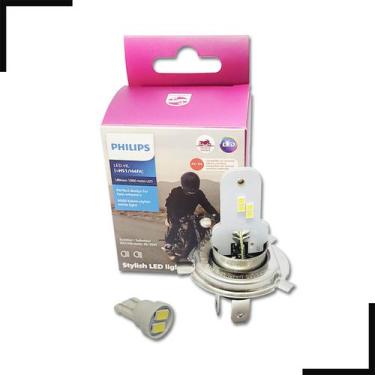 Imagem de Lâmpada LED Moto H4 fit 12V 4W 6000K Philips Ultinon + LED T10