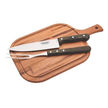Imagem de Kit para Churrasco Polywood Aço Inox 3 Peças - Tramontina