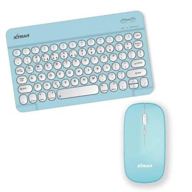 Imagem de Teclado Mouse Bluetooth Slim Compatível Samsung Tablet Azul - XTRAD