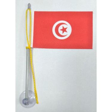 Imagem de Mini Bandeira Tunísia C/ Ventosa Poliéster (5,5cm X 8,5cm) - SP Bandei