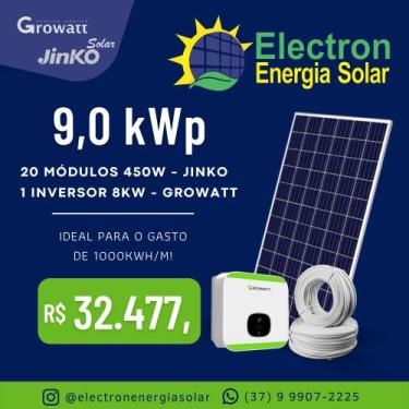 Imagem de Gerador Energia Solar Fotovoltaica 1000 kWh/M - Inversor: Growatt