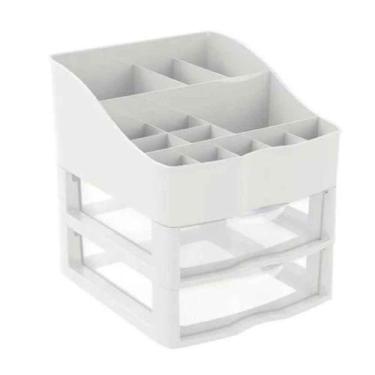 Imagem de Kit Organizador De Cosméticos E Maquiagem Branco C/2 Gavetas Nitron - 