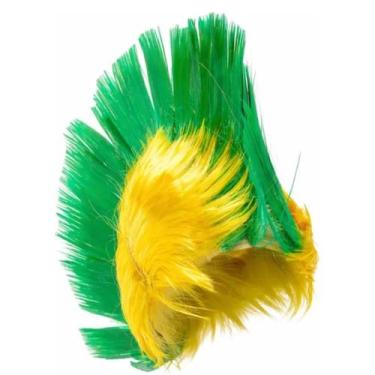 Imagem de Peruca Cabelo Moicano Verde Amarelo Brasil Copa Torcedor - Footshoes