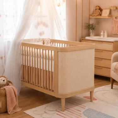 Imagem de Berço de Madeira Maciça 2 em 1 vira Mini Cama possue 3 ajustes de Altu