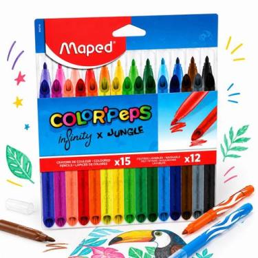 Imagem de Kit Criativo Canetinhas Hidrocor 12 15 Lápis De Colorir - MAPED