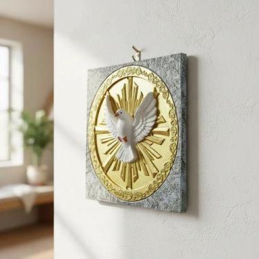 Imagem de Quadro Divino Espírito Santo Resina Para Parede Com Gancho! Dourado E 