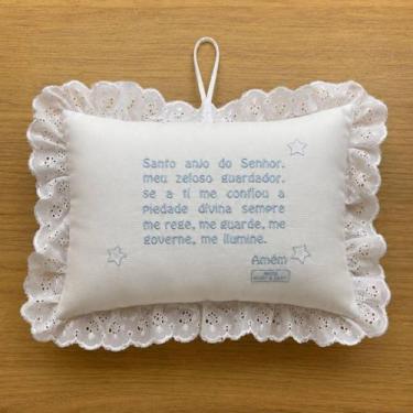 Imagem de Travesseiro Decorativo Santo Anjo do Senhor Baby Baby com Renda 31x23 