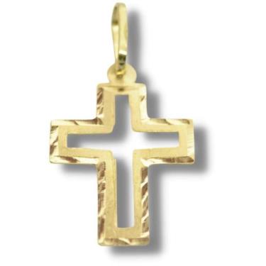 Imagem de Pingente Religioso Cruz Crucifixo Chapa Ouro 18K P160 - Joiasmax