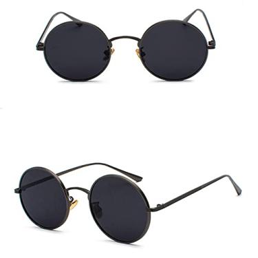 Imagem de Super Redondo Óculos de Sol Feminino Designer Moda Masculina Tons de Lente Verde Escuro UV400, Preto Preto, China