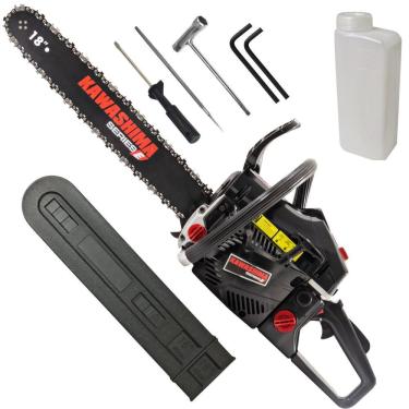 Imagem de Motosserra À Combustão Kawashima KCS-520E 50,8cc 2 Tempos Com Corrente de 72 Elos e Freio de Segurança Para Trabalho Pesado em Sítios