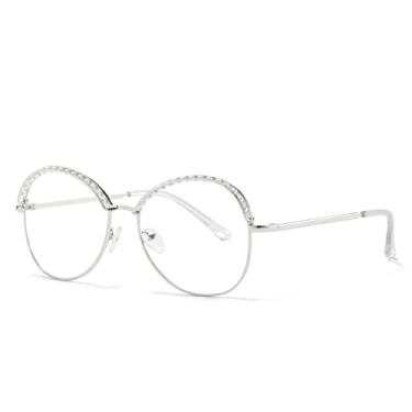 Imagem de Óculos de Sol Retrô Metal Pérola Redondo Feminino Designer de Luxo Grande Armação Óculos de Sol Feminino Gradiente Lente Tons, Prata, A