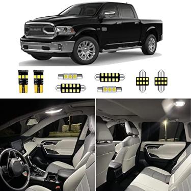 Imagem de 12 peças de substituição de luzes LED interiores Ram para Dodge Ram 2009 2010 2011 2012 2013 2014 2015 2016 2017 2018 Dodge Ram 1500 2500 3500, 6000 k super branco conjunto de lâmpadas LED
