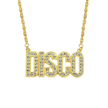 Imagem de Colar de discoteca anos 70, corrente de festa, joias de metal, corrente de ouro para homens, acessórios de discoteca para mulheres