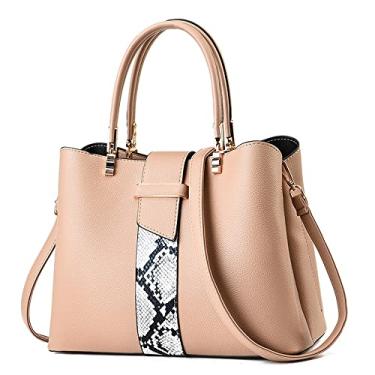 Imagem de Elegante bolsa de mão superior para mulheres bolsa transversal de couro bolsa de ombro grande bolsa feminina moda tote, Caqui