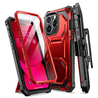 Imagem de i-Blason Capa Armorbox projetada para iPhone 14 Pro de 6,1 polegadas (versão 2022) com suporte e clipe de cinto, capa protetora de corpo inteiro com protetor de tela integrado (Ruddy)