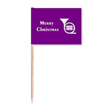 Imagem de Instrumento de Natal Happy Music Palito de Dente Bandeiras Marcador Topper Decoração de Festa