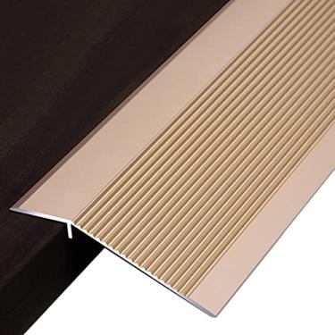 Imagem de Faixa de transição de soleira de piso de alumínio irregular para cadeira de rodas/andador, madeira para carpete/laminado para ladrilhos redutor de piso, 90/100/110/120/130/140 cm de comprimento (cor: