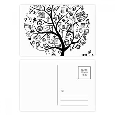 Imagem de Lindo conjunto de cartões-postal com desenho de árvore em estilo escolar de grafite