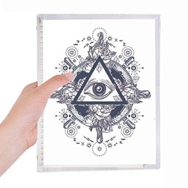 Imagem de Caderno de folhas soltas com estampa de triângulo e flor de olho para diário recarregável