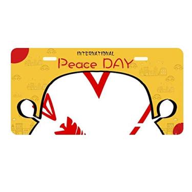 Imagem de DIYthinker Placa de carro com ilustração de coração e flecha vermelha para decoração de carro Dia da Paz