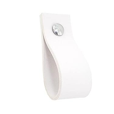 Imagem de Puxador Doko Parafuso - Textura de Couro Branco - Parafuso Cromado