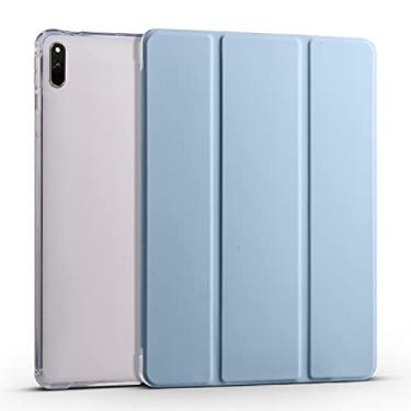 Imagem de Capa do caso da tabuleta. Compatível com Huawei MatePad 11 (2021) Estojo protetor leve e fino Capa inteligente Capa à prova de choque com capa traseira transparente com porta-lápis (Color : Light blu