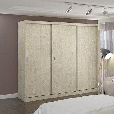 Imagem de Guarda Roupa Casal 3 Portas de Correr 2 Gavetas Mdf Mm774 Espresso Móveis Marfim Areia