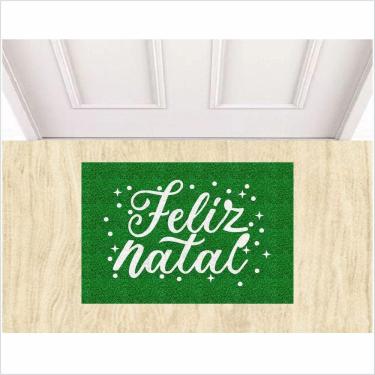 Imagem de Tapete Feliz Natal Cor Verde, Medida Porta
