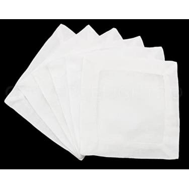 Imagem de 12 guardanapos de coquetel de linho branco CleverDelights – 15,24 cm x 15,24 cm – 100% linho puro – guardanapos para porta-copos de bebidas