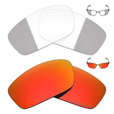 Imagem de 2 pares de lentes de reposição para óculos de sol Oakley Splinter da Mryok+ – Cinza eclipse fotocromático/vermelho fogo