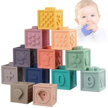 Imagem de Blocos de construção macios para crianças de 6 a 9 a 12 meses e 1 ano de idade 