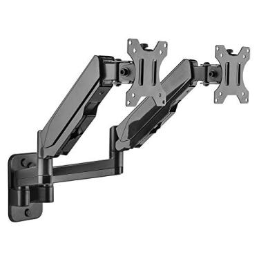 Imagem de Mount-It! Suporte de parede para monitor duplo - Suporte de parede para monitor de computador duplo com dois braços de movimento total ajustáveis em altura inclinam até telas de 43.2 cm - 81.3 cm