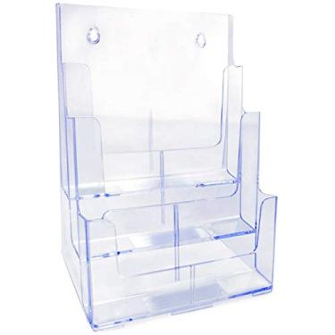 Imagem de Maxcril Organizador Triplo Vertical – PS Rígido, 3 Compartimentos, Material Cristal Transparente, para Mesa, Escritório ou Home Office