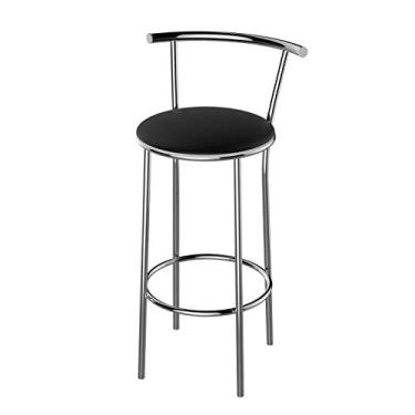 Imagem de Banqueta Cozinha Cromada Redonda Mônaco Alta 70cm Flape