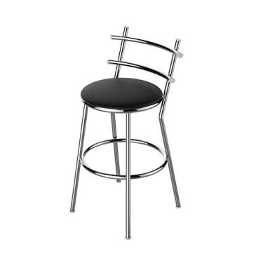 Imagem de Banqueta Cozinha Cromada Redonda Madri Alta 70cm Flape