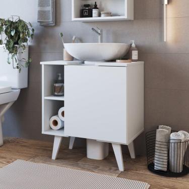 Imagem de Gabinete de Coluna para Banheiro 01 Porta Silm sem Cuba Branco