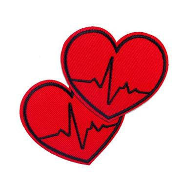 Imagem de KLORIZ Pacote com 2 adesivos de enfermeira coração ECG médico bordado ferro no remendo acessórios de roupas apliques doces presentes para o dia da enfermeira