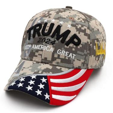 Imagem de Engmoo Boné Trump 2024 Keep America Great Take America Back com bordado da bandeira dos EUA boné de beisebol ajustável, Chapéu camuflado Trump 2024 1, Tamanho �nica