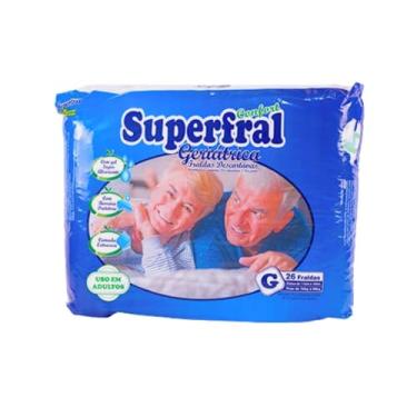 Imagem de Fralda Geriátrica Descartável c/Gel Super Absorvente Tamanho G - Pacote 26 unidades (SUPERFRAL)